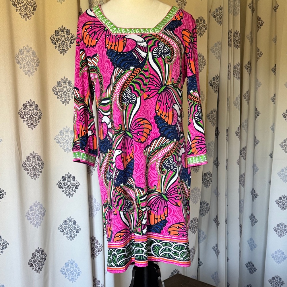 Laundry By Shelli Segal Pink and Blue Artistic Dress